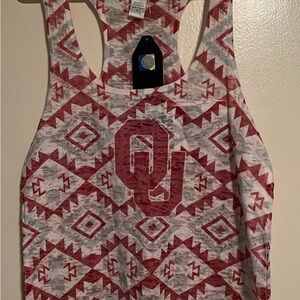 Geometric Red and White Tank Top OU razorback new with tags